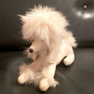 Vintage White Vinyl Stuffed Poodle